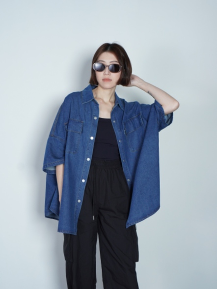 寬版牛仔上衣