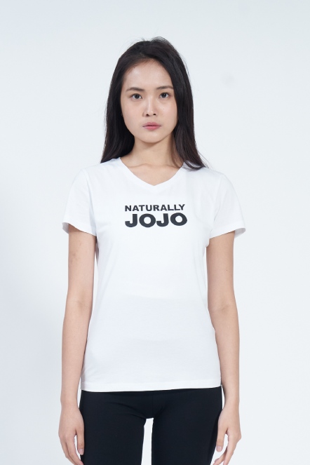 V領黑字LOGO短袖T