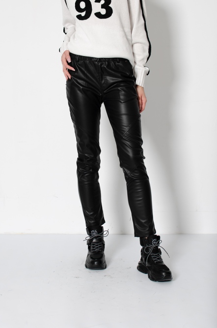 J修身皮長褲