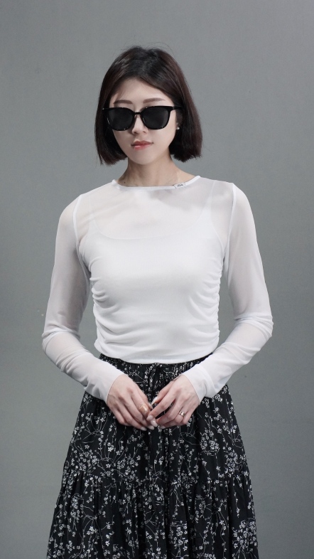 彈性網狀長袖上衣