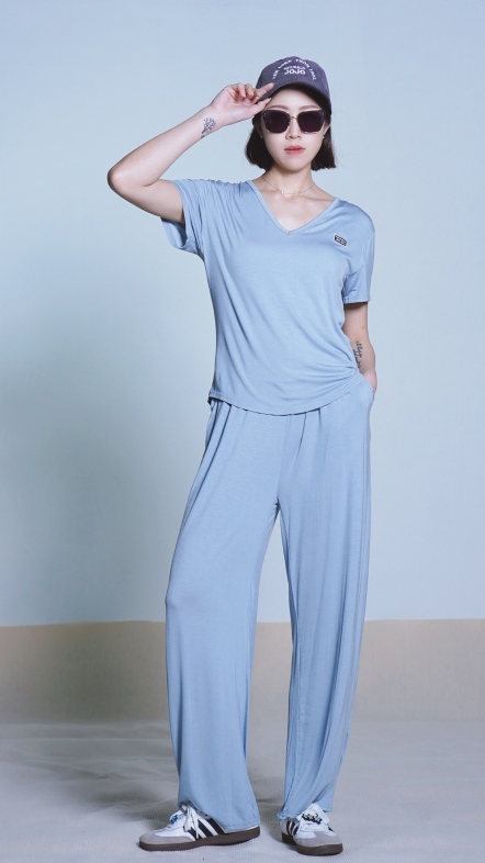 V領短袖長褲套裝