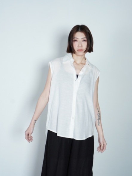 亞麻無袖襯衫